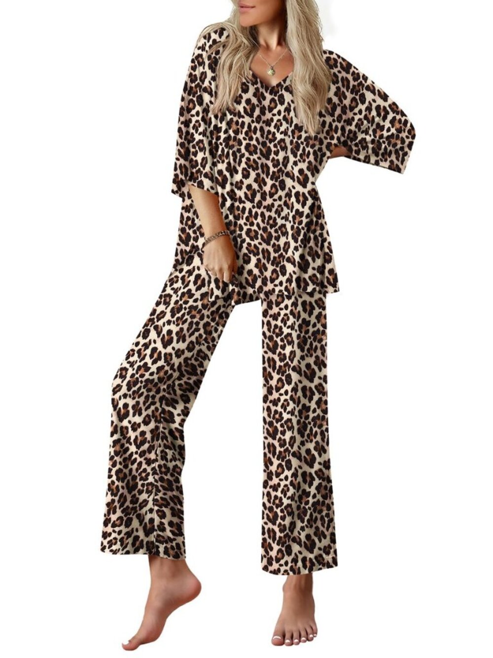 Lounge Sets for Women Short Sleeve Tops and Long Pants Pajamas Set